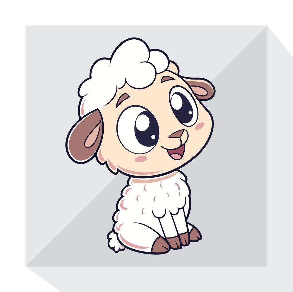 Charming Lamb on Meadow vector
