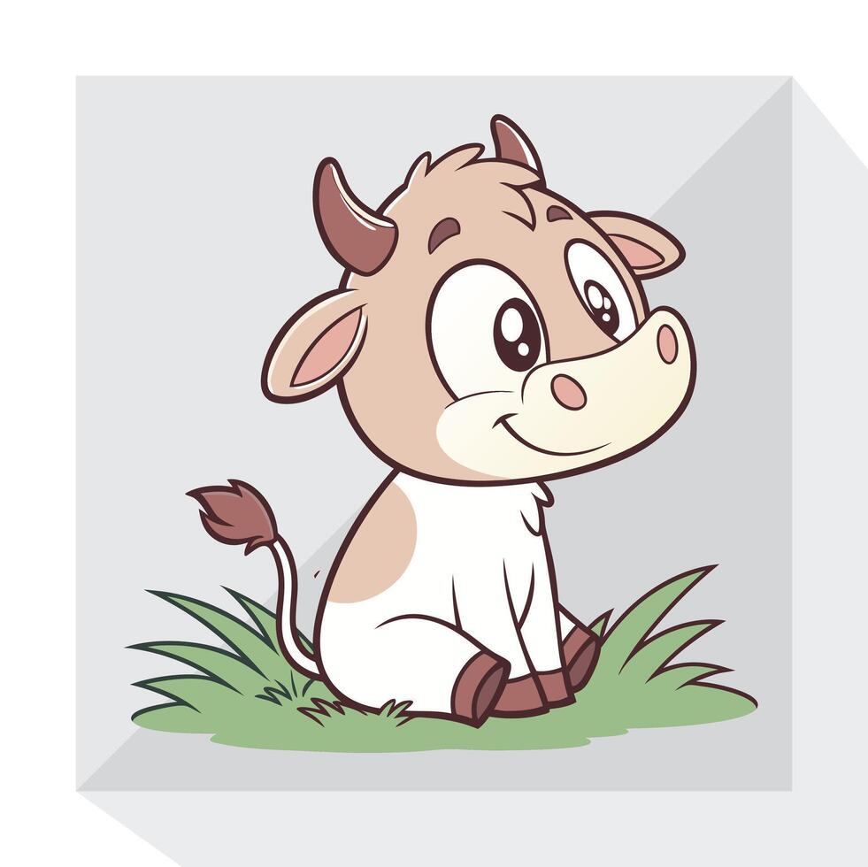 Charming Cow on grass vector