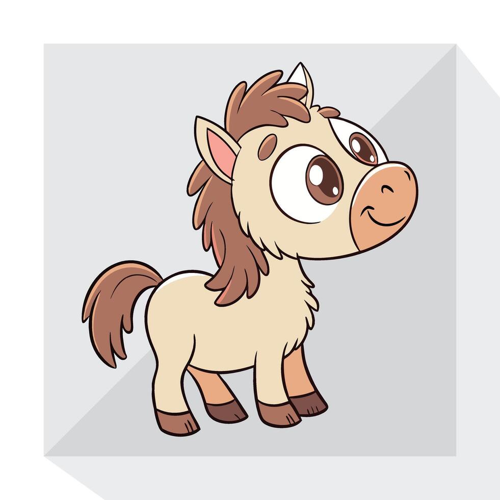 Friendly Pony Illustration, Fun and Charming Horse Design vector