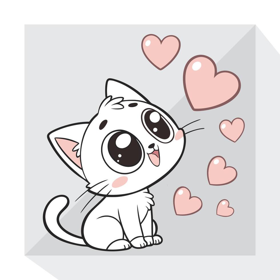 Funny and Fluffy Cat Drawing, High-Quality art vector