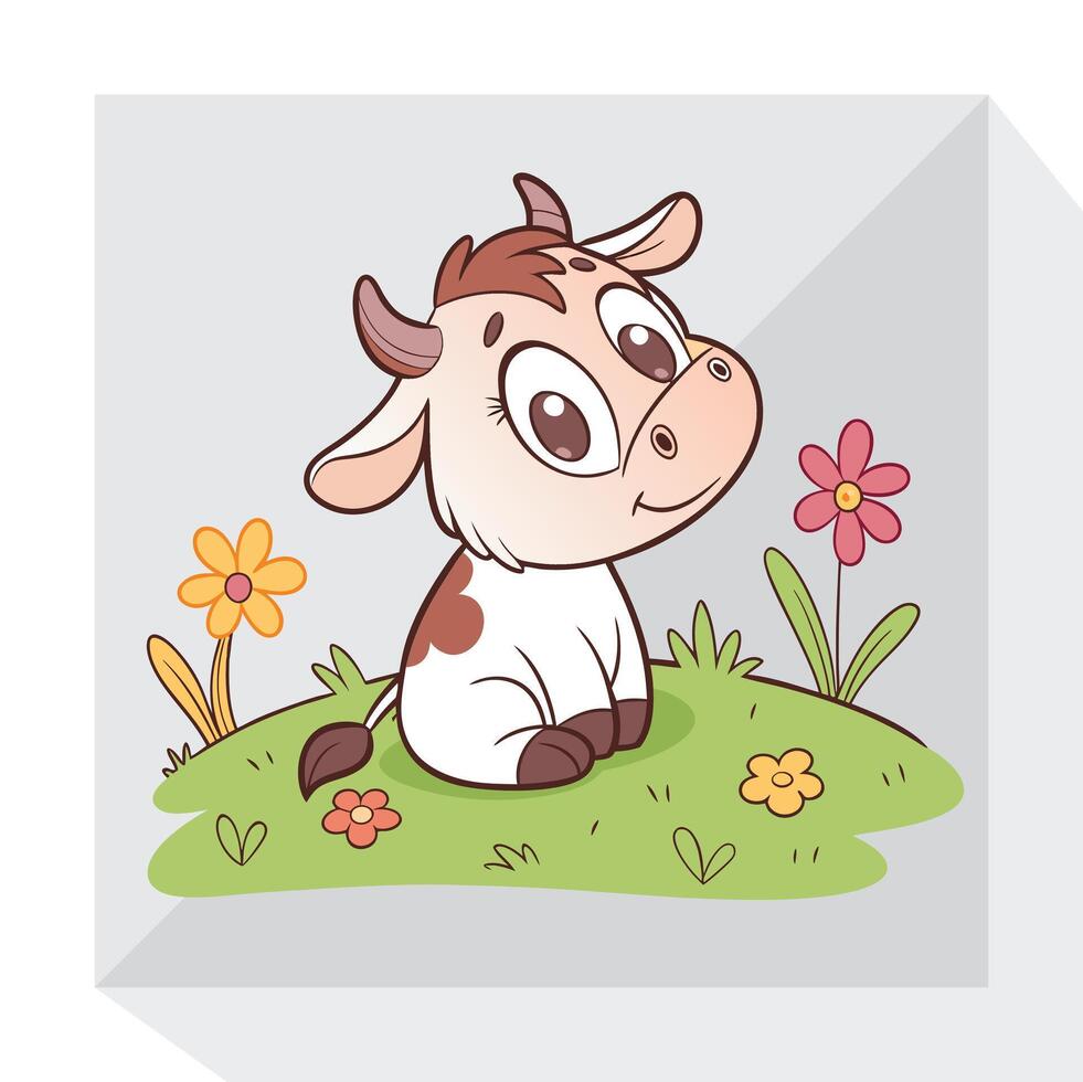 Lovely Cartoon cow Art, Perfect for Children's Projects vector