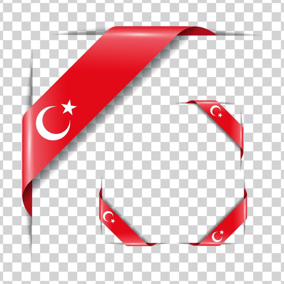 Turkey corner national flag with shadow vector
