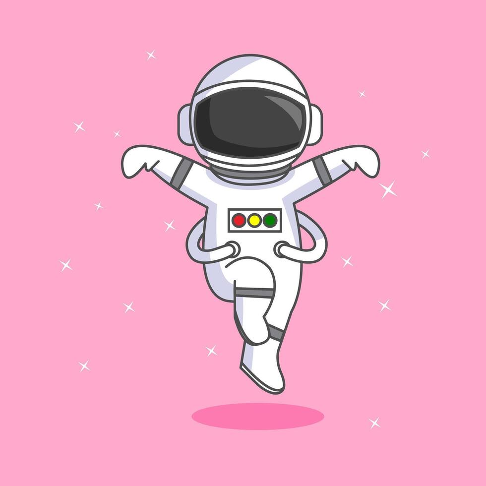 Cute Astronaut Kung fu style, Funny Pose Illustration cartoon design vector