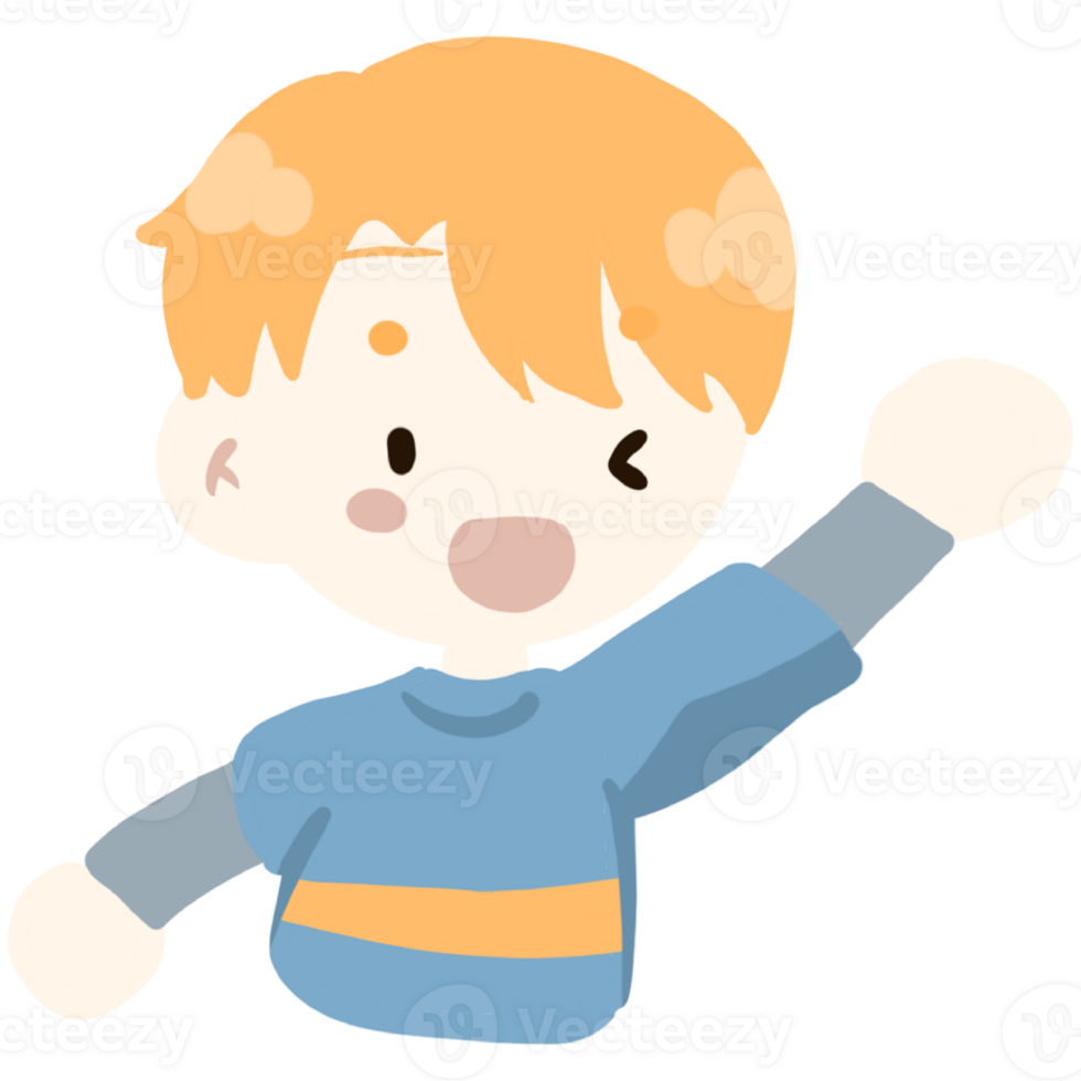 boy with orange hair waving his hand png