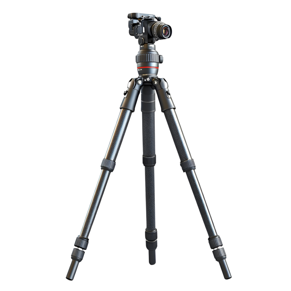 A tripod with a camera on it on transparent background png