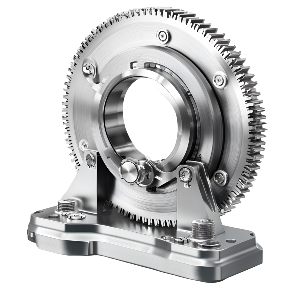 a gear wheel on a metal stand transparent background png