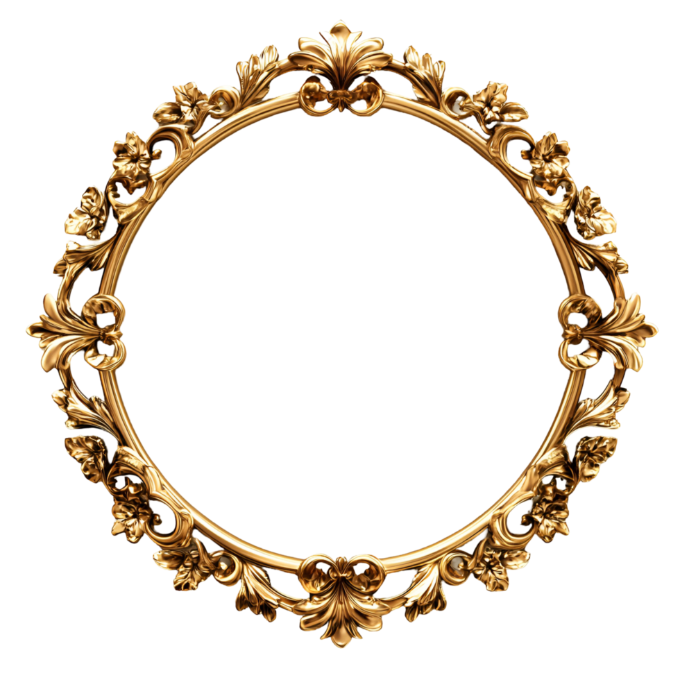 a golden frame with ornate design on transparent background png