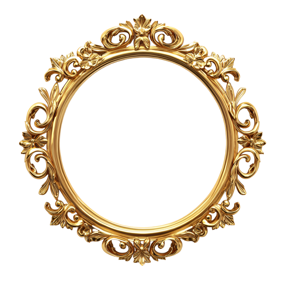 golden frame with ornate design on transparent background png