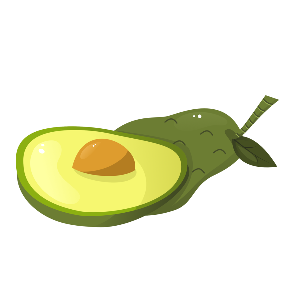 Set of avocado with sparkle png