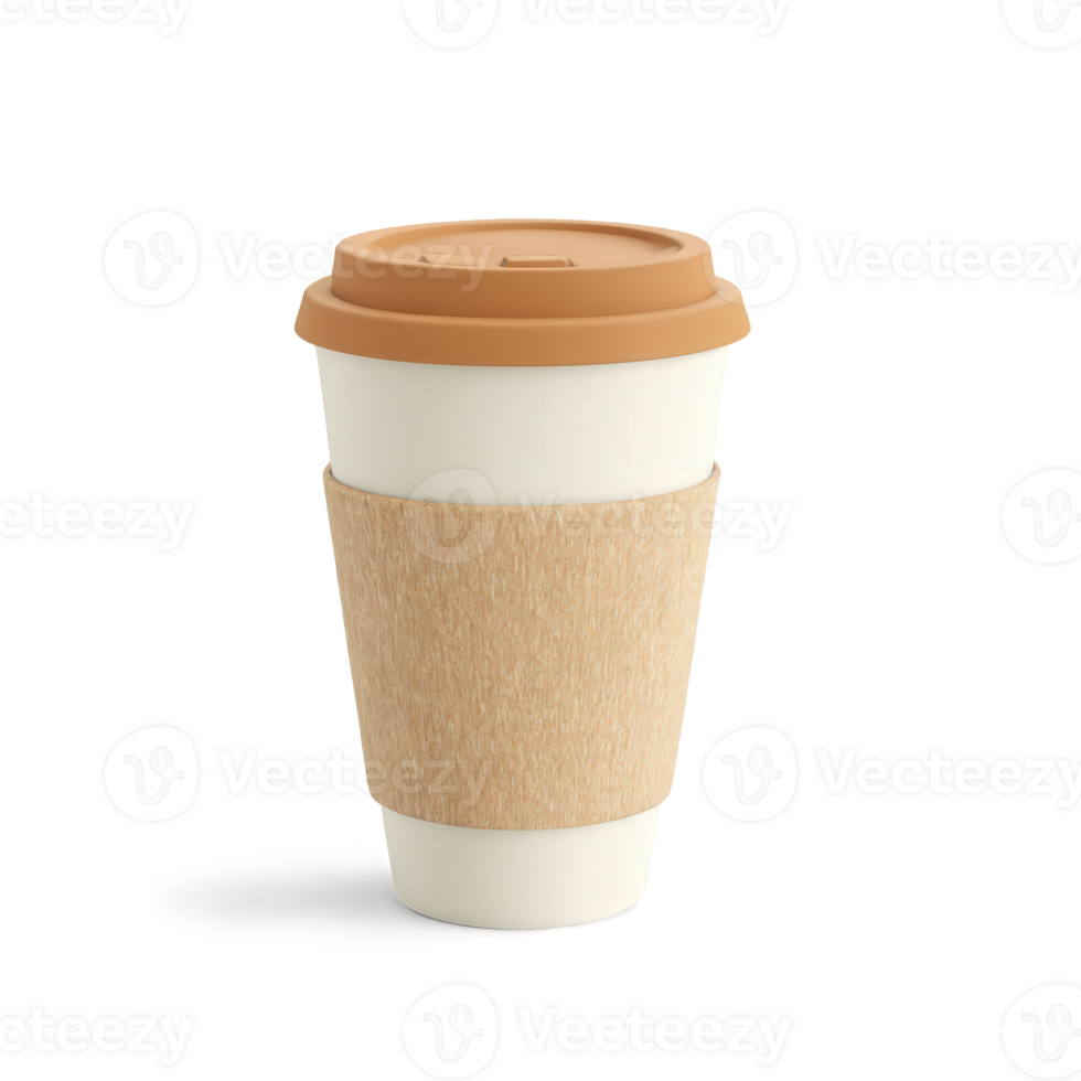Modern and eco-friendly bamboo fiber coffee cup with a smooth, matte finish and a biodegradable silicone lid, isolated png