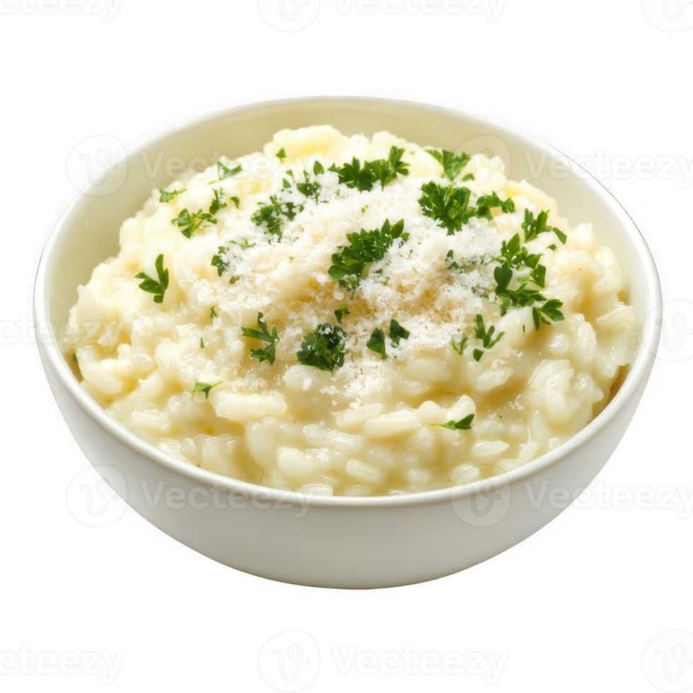 A bowl of risotto with parsley on top png