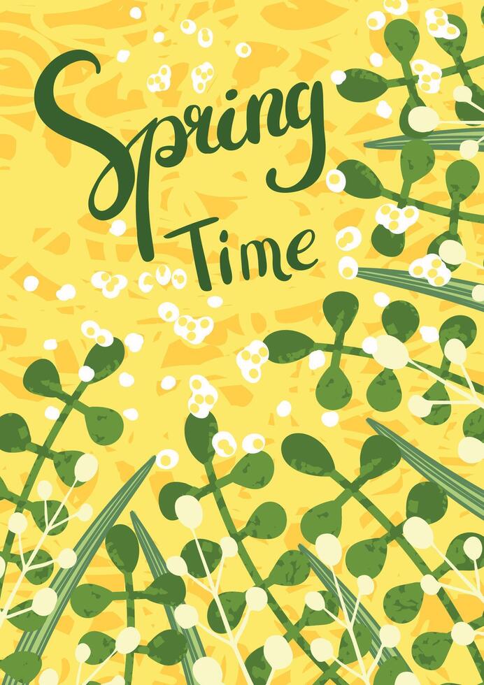 Spring Greeting Card with Floral Illustration vector