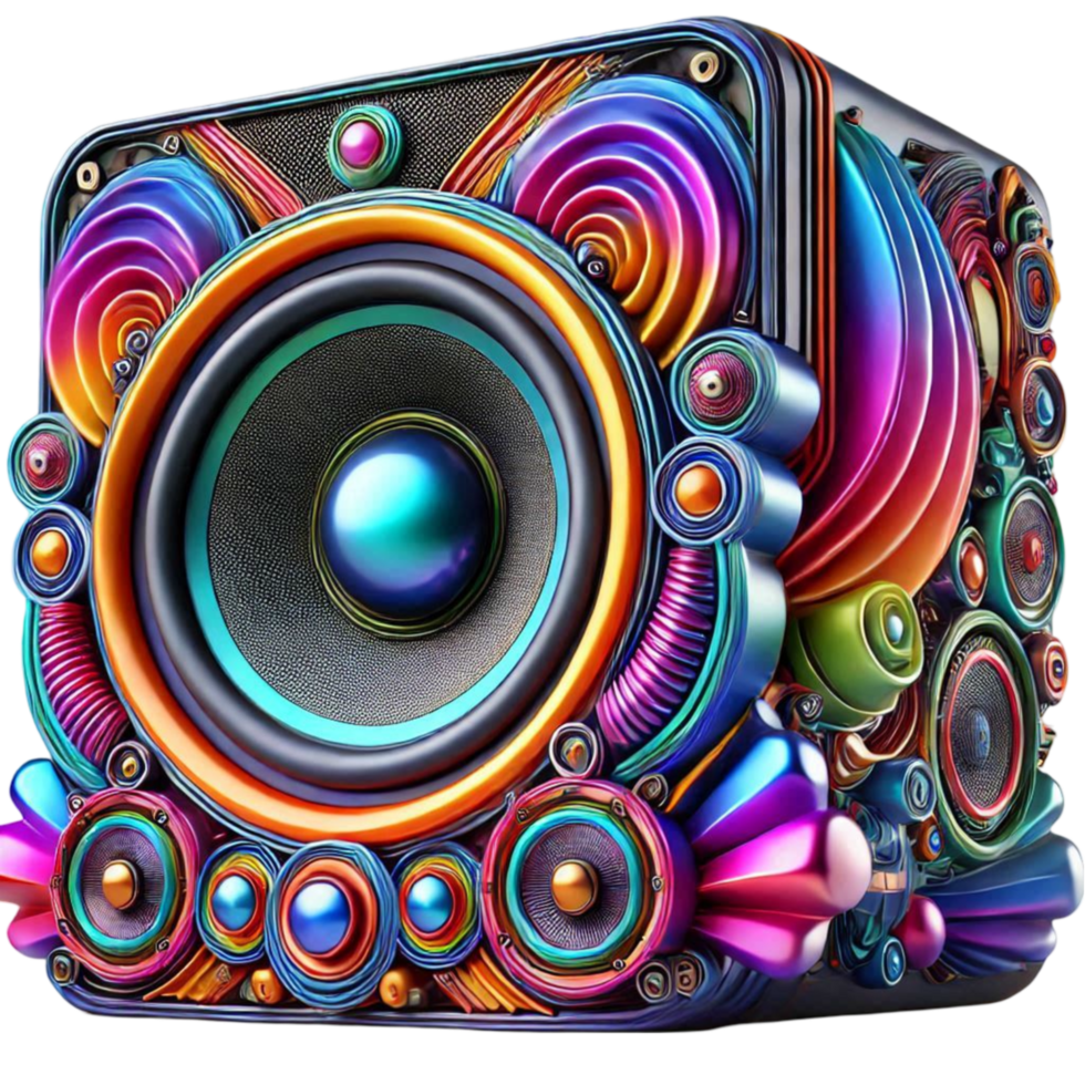 A Colorful Speaker with a Colorful Design on It png
