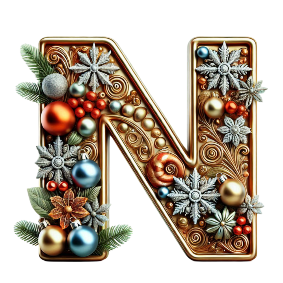 Christmas Letter N Festive and Decorated with Holiday Cheer png