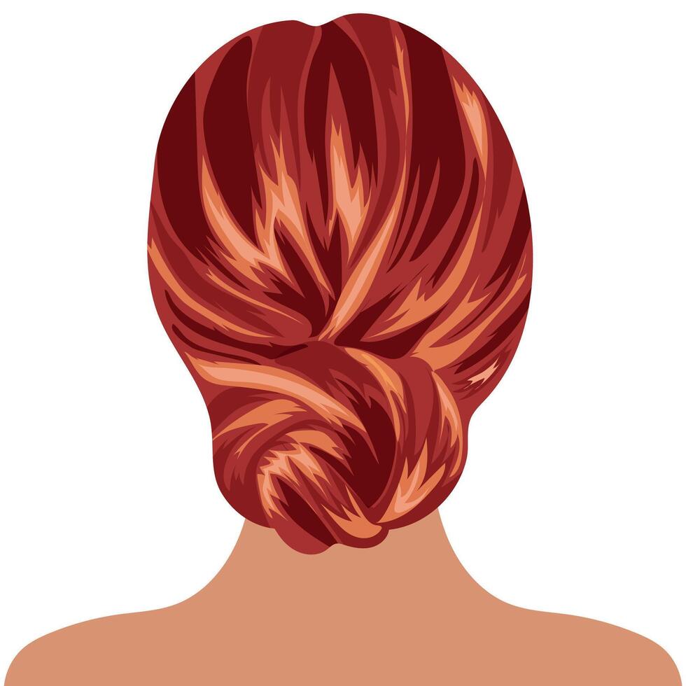 female hairstyle with bunches of long red hair vector