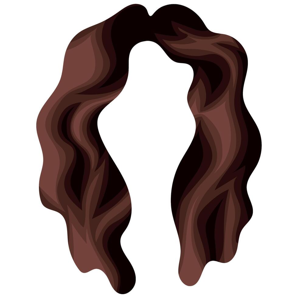 female medium curly brown hair pattern without bangs, for female characters vector