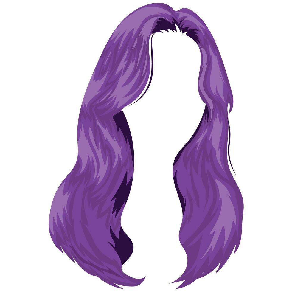 pattern female long hair in purple color with bangs vector