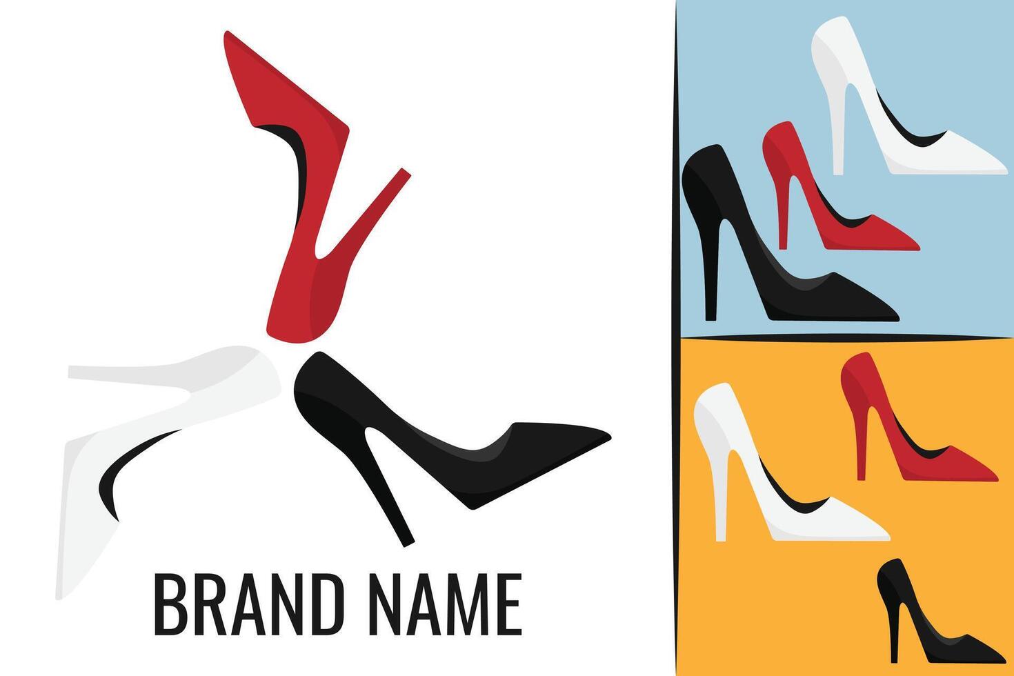 Fashion female shoes logo. Woman shoe footwear logotype. Women boots logo vector