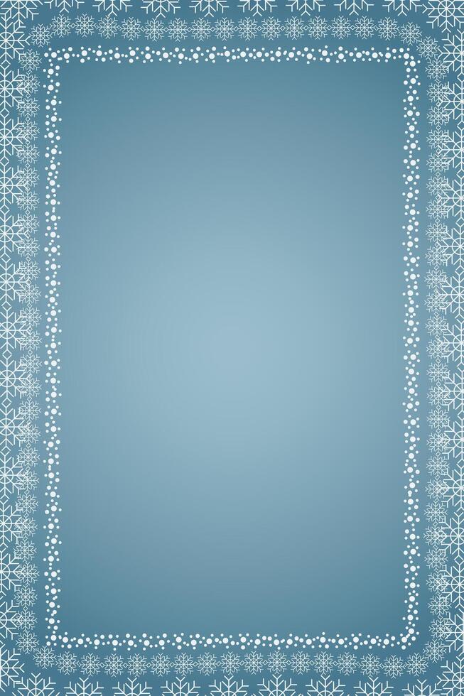 Snow winter frame. Christmas Snowflake border. Snowy frame frozen background vector