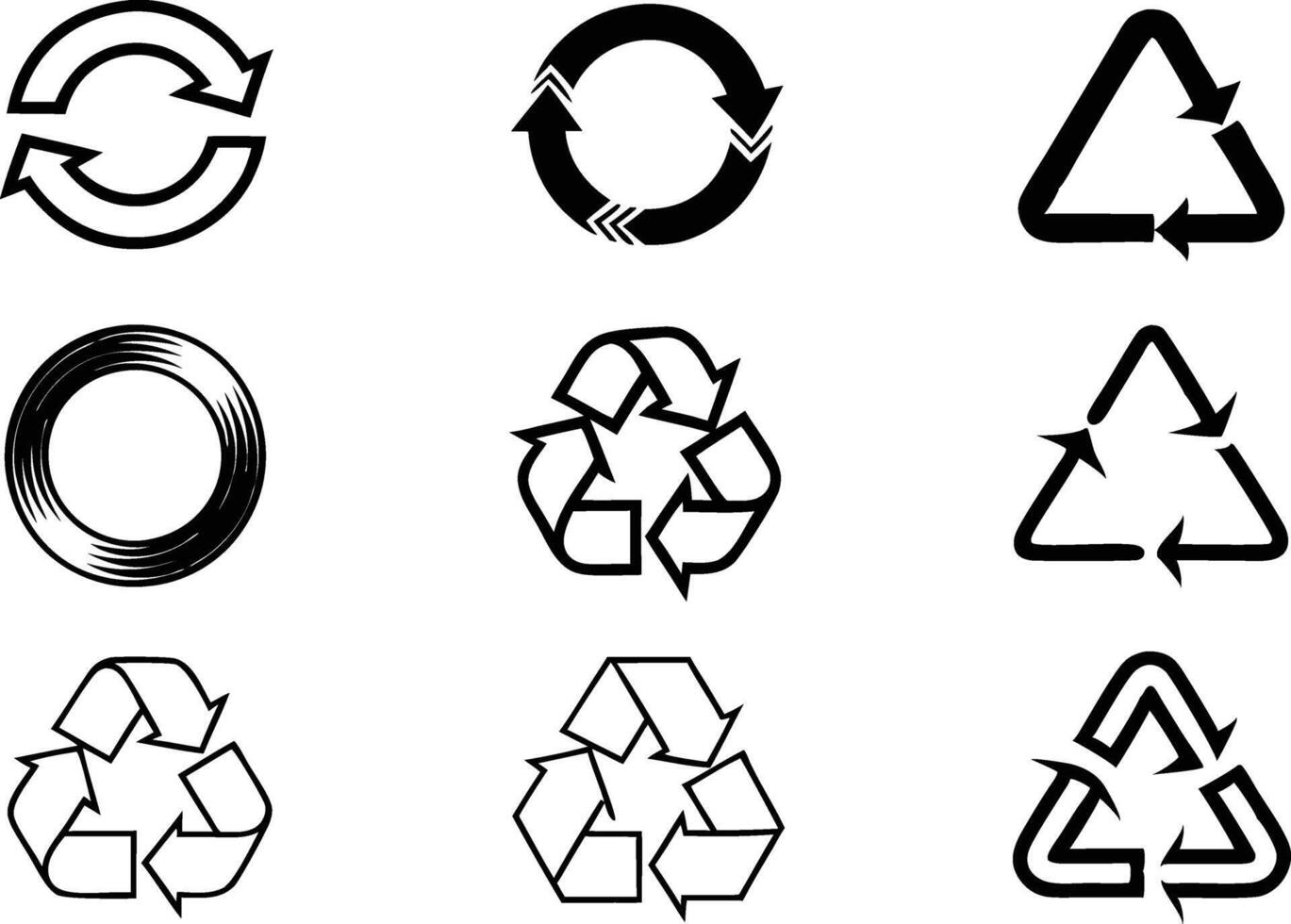 Set of Black Recycling Symbols Eco-Friendly Icons vector