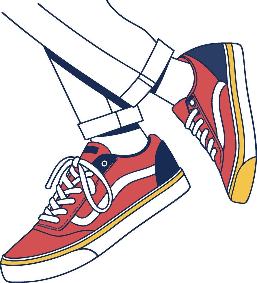 Stylish Red and Blue Modern Sneaker Illustration vector