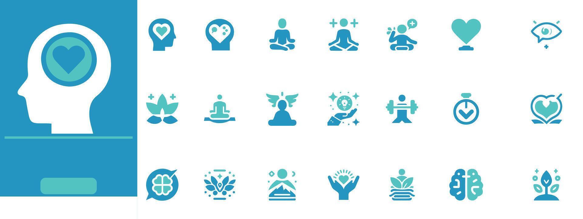 Promote mental health and wellness with editable icons. mindfulness, self-care, emotional support, healing, and balance vector
