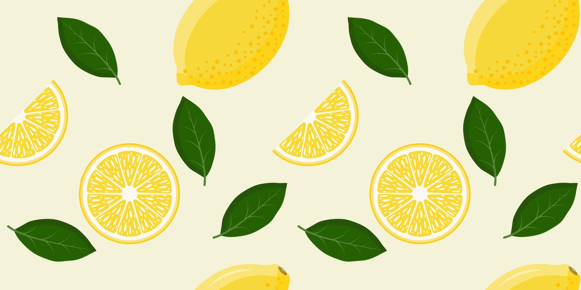 Seamless pattern with yellow lemons vector