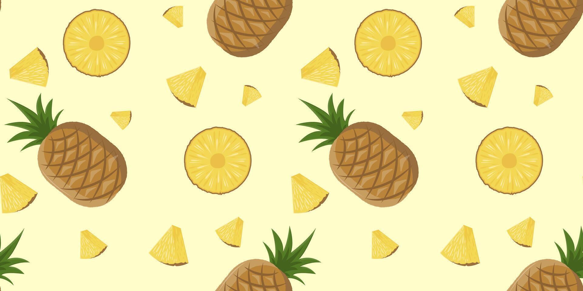 Seamless pattern with juicy pineapple vector