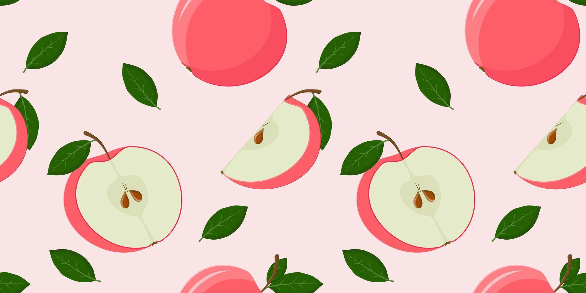 Seamless pattern with red apples vector