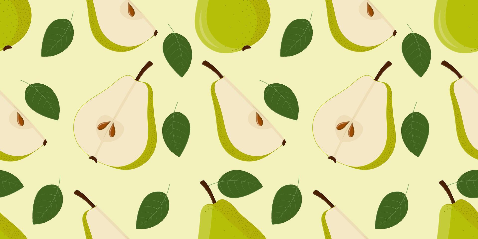 Seamless pattern with green pears vector