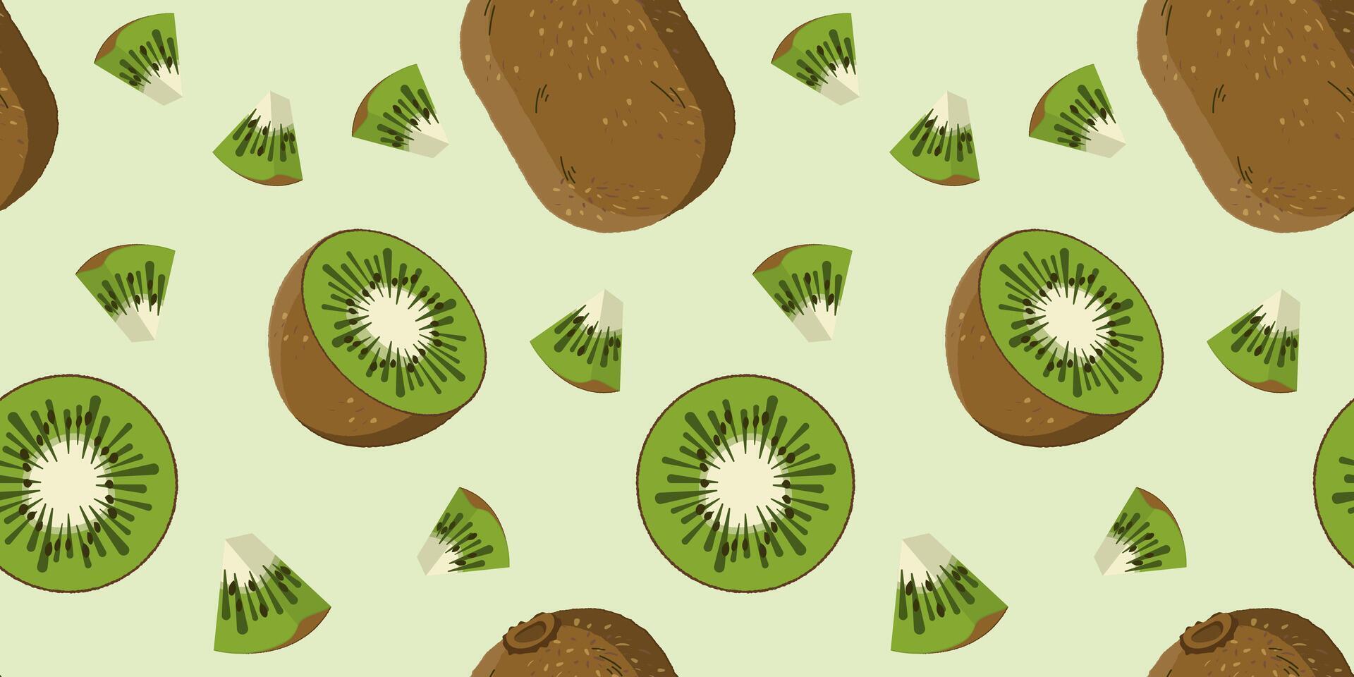 Seamless pattern with juicy kiwi vector