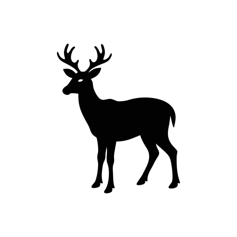 Silhouette Deer illustration in flat style. vector