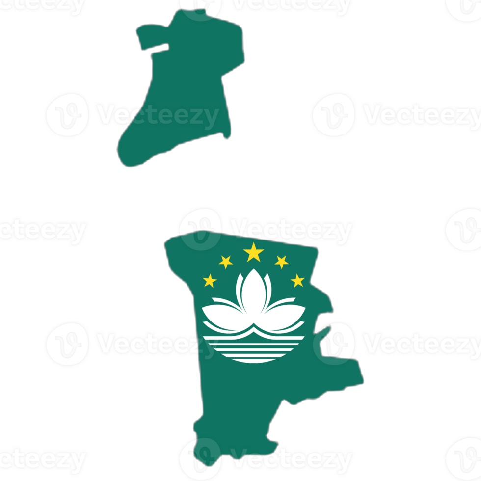 Macau flag on the map png