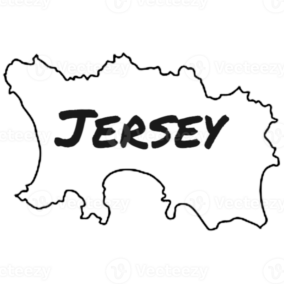 Jersey map with black and white outline png