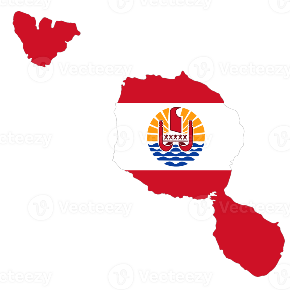 French Polynesia flag on the map png