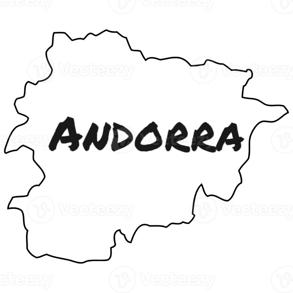 Andorra map with black and white outline png