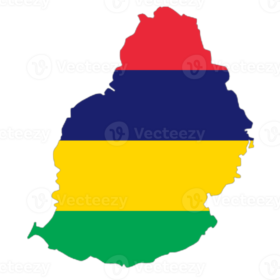 Mauritius flag on the map png