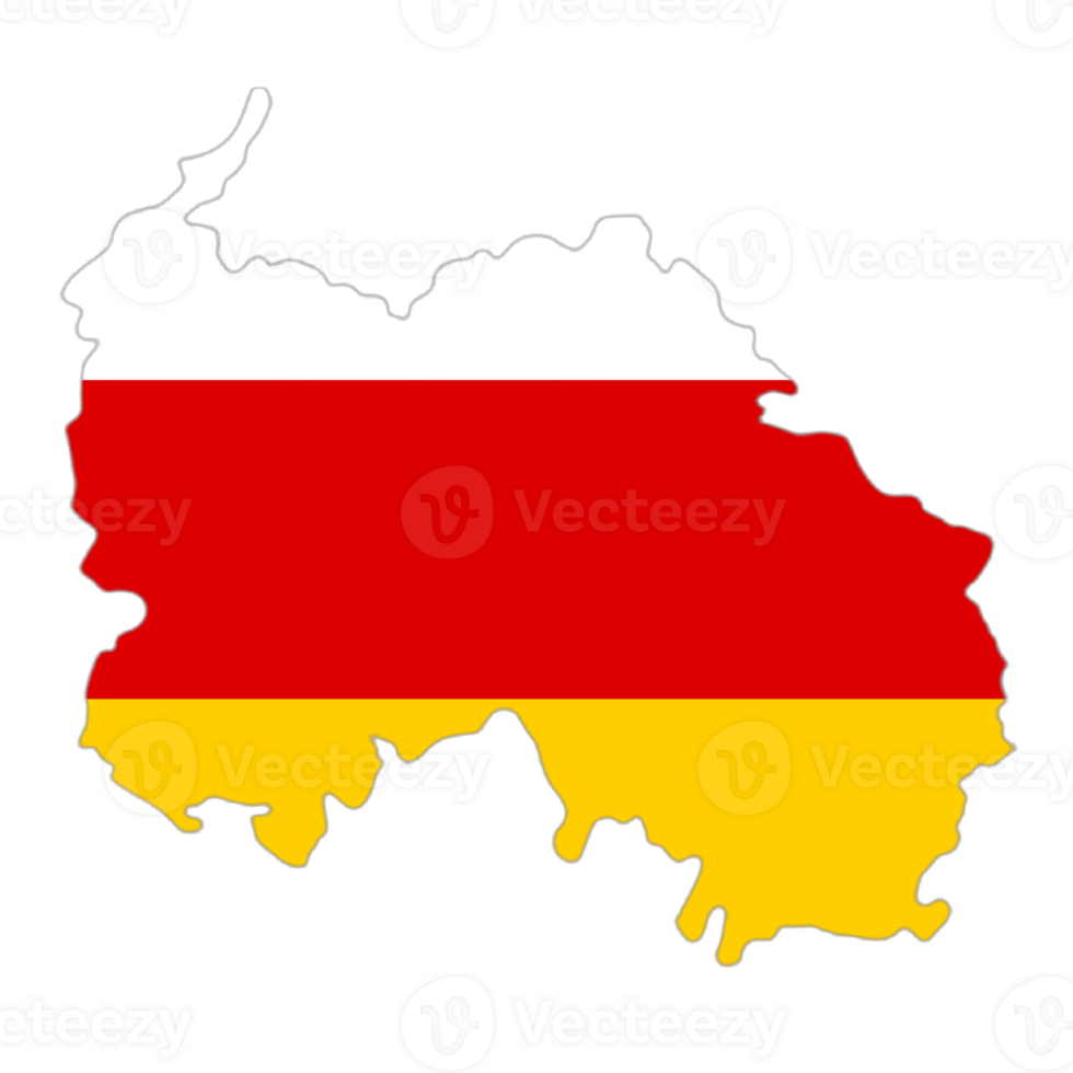 South Ossetia flag on the map png