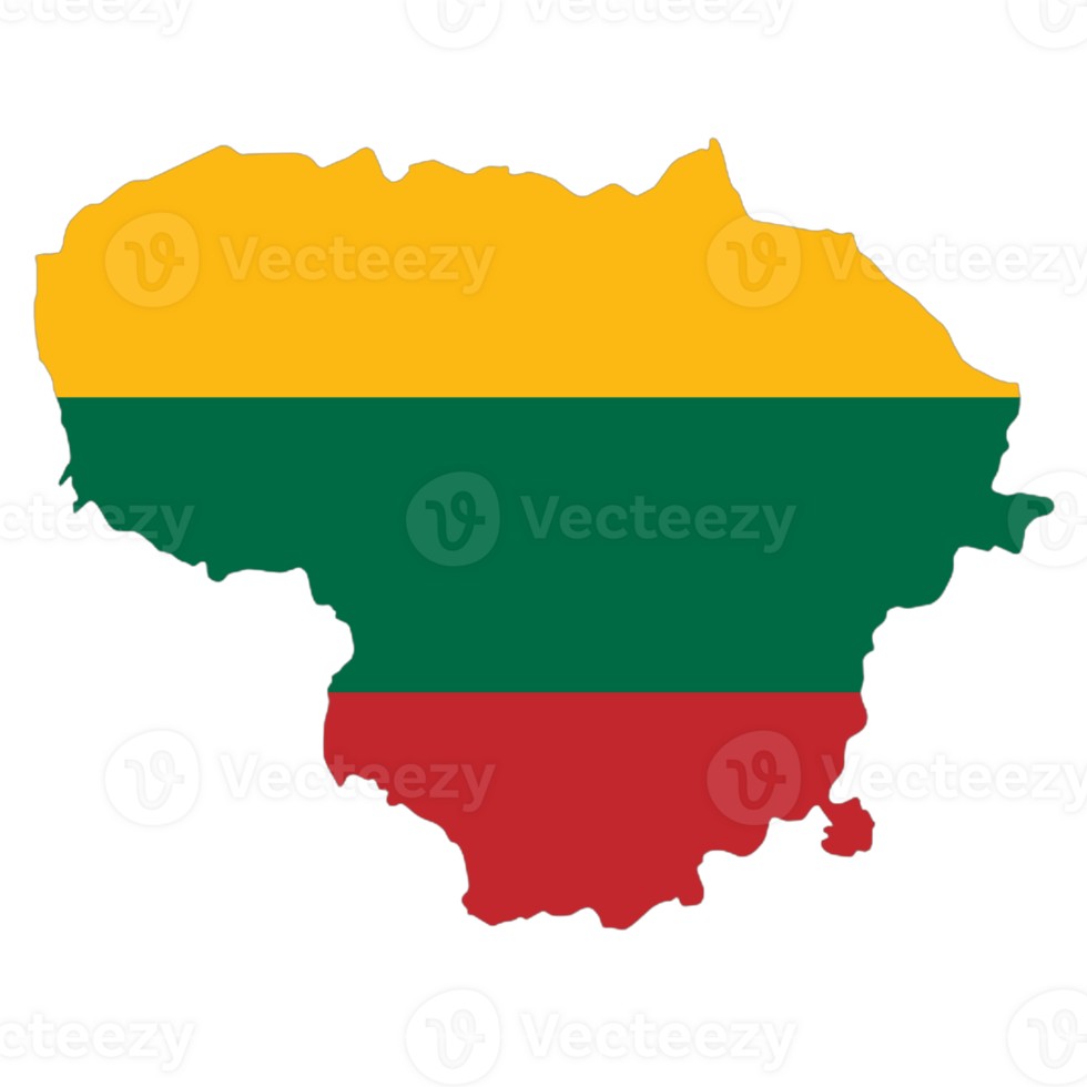 Lithuania flag on the map png