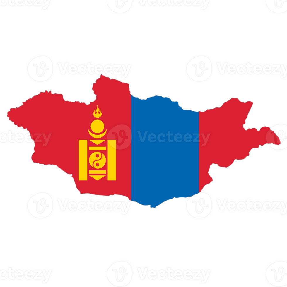 Mongolia flag on the map png