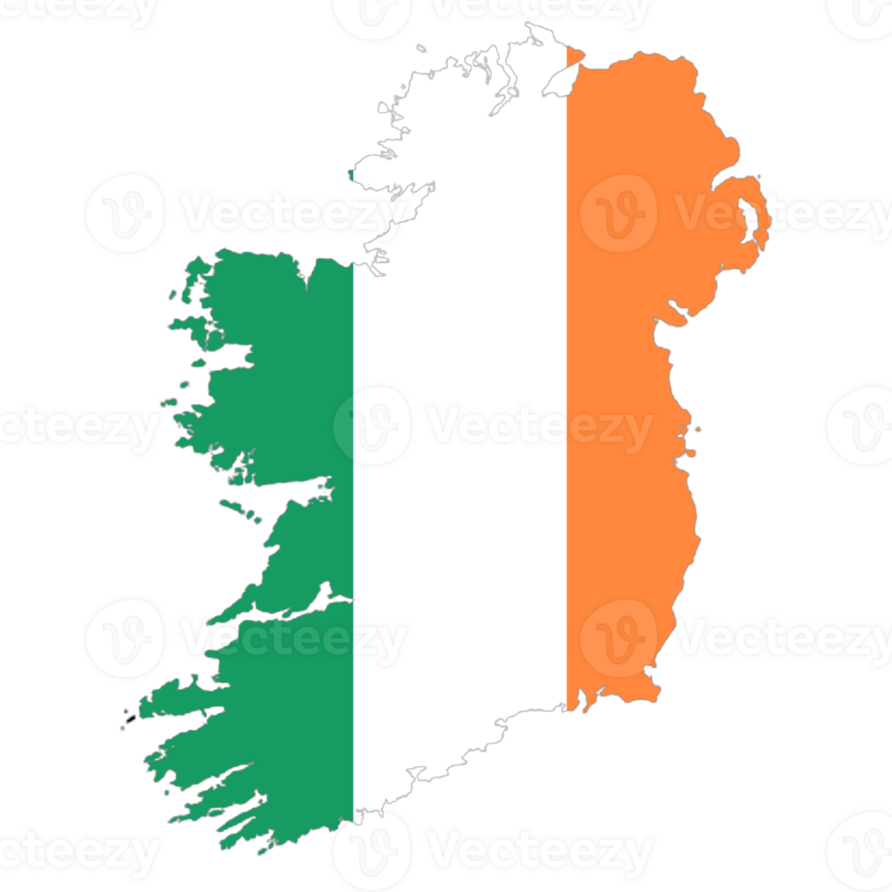 Ireland flag on the map png