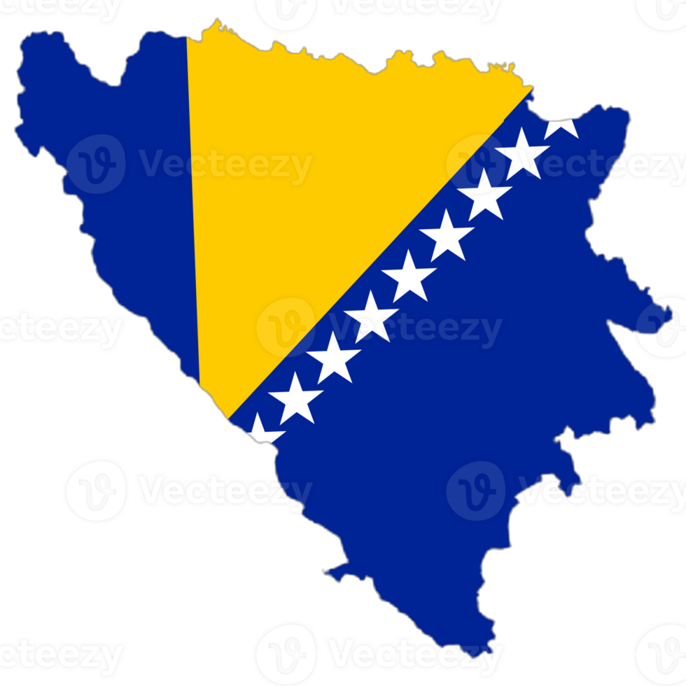 Bosnia and Herzegovina flag on the map png
