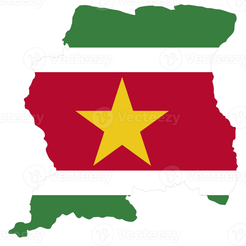 Suriname flag on the map png