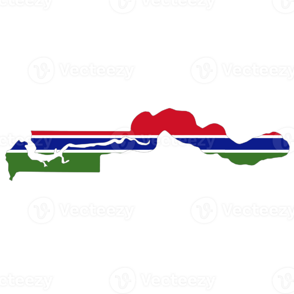 Gambia flag on the map png