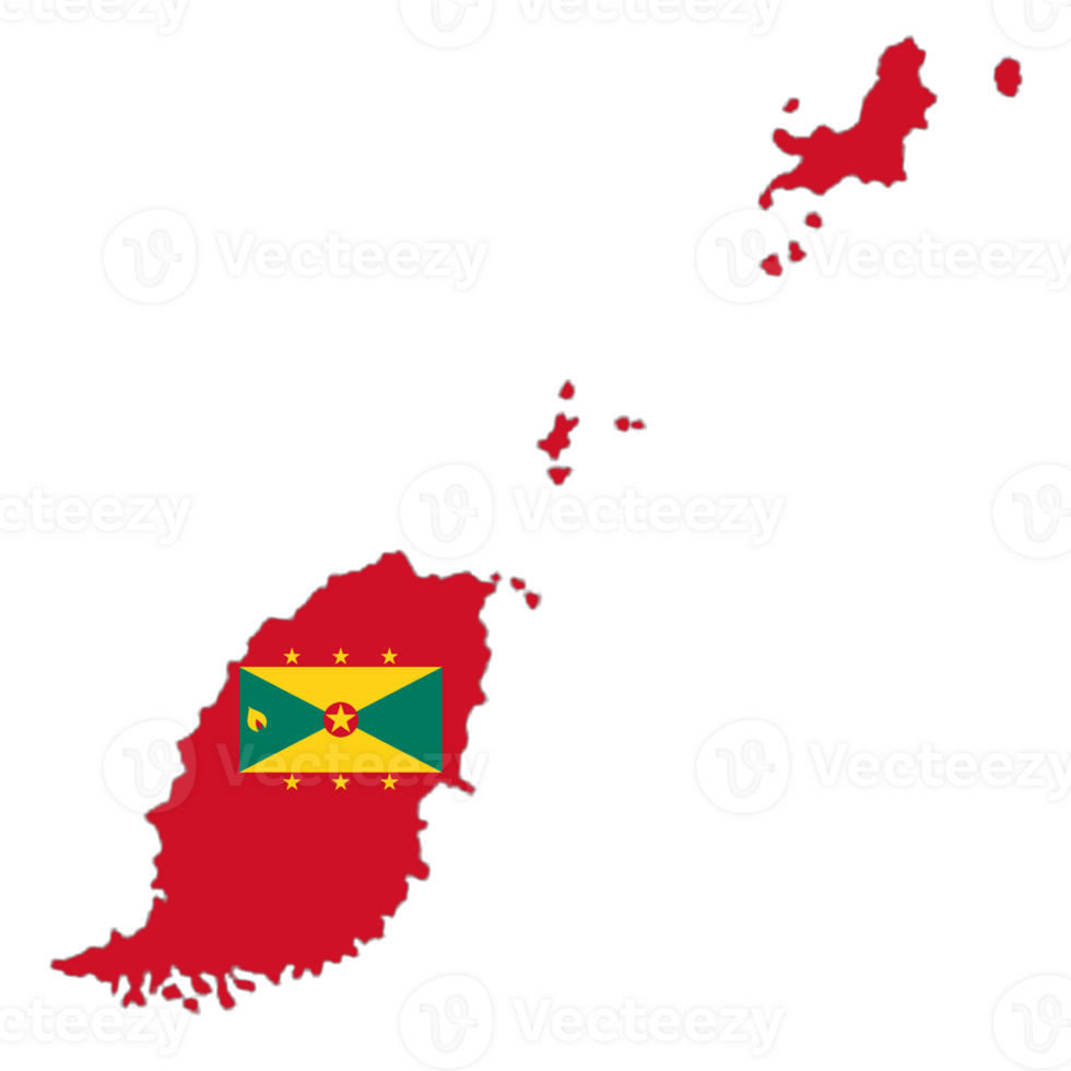 Grenada flag on the map png