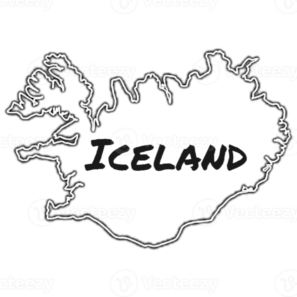 Iceland map with white and black png