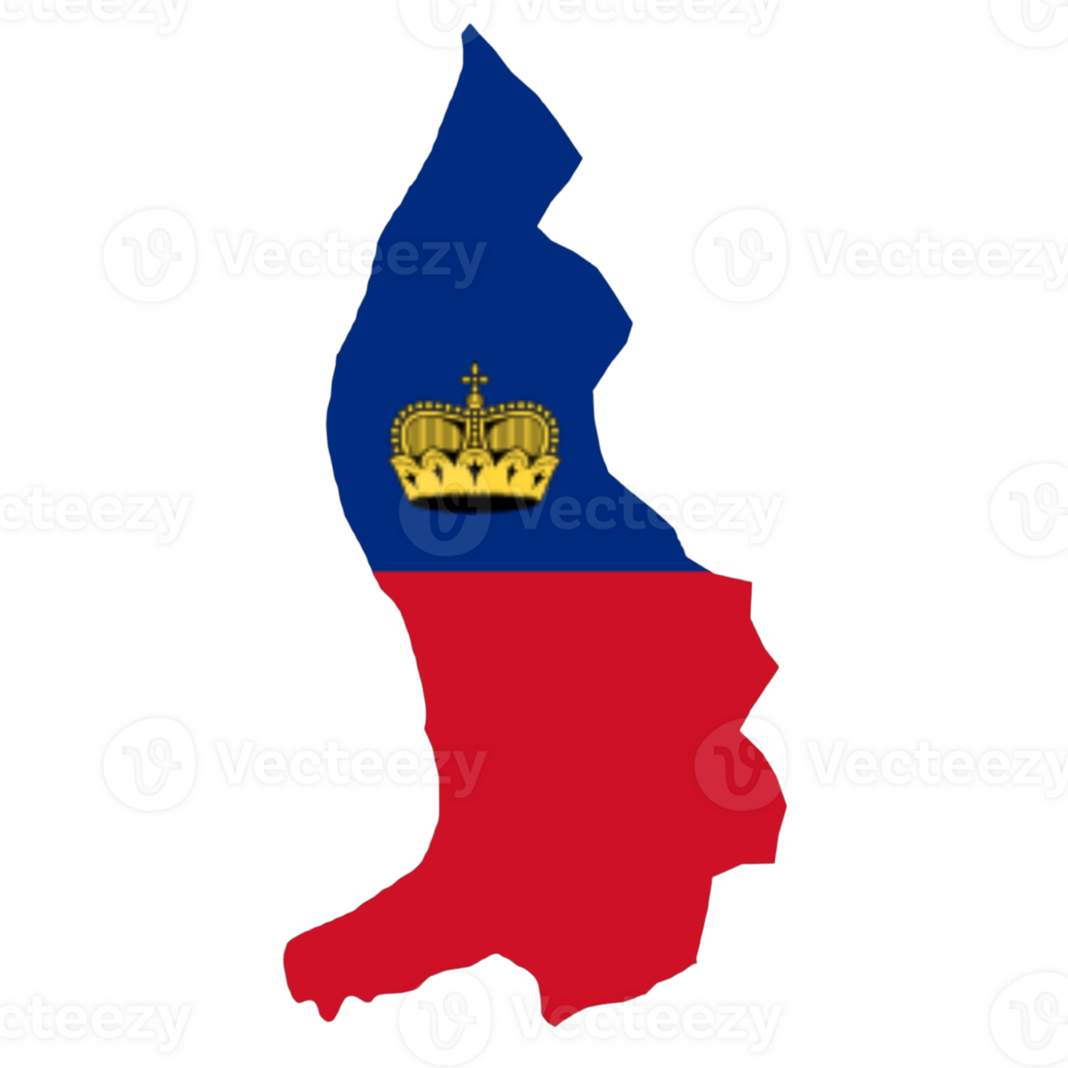 Liechtenstein flag on the map png
