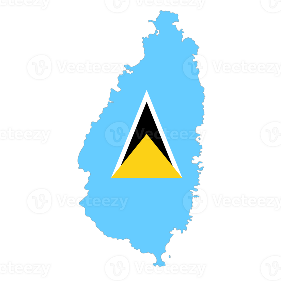 Saint Lucia flag on the map png