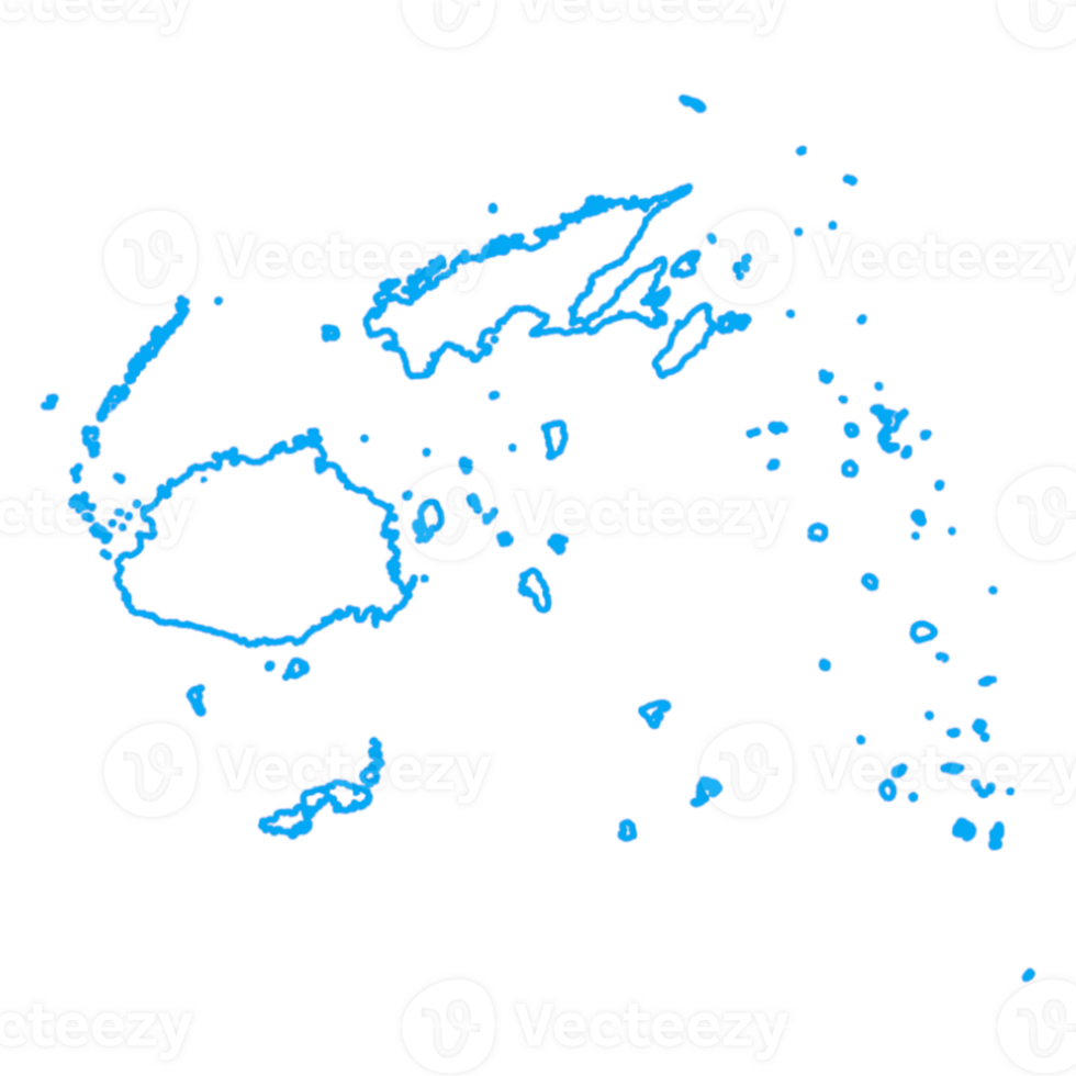 Fiji map with sky blue outline png