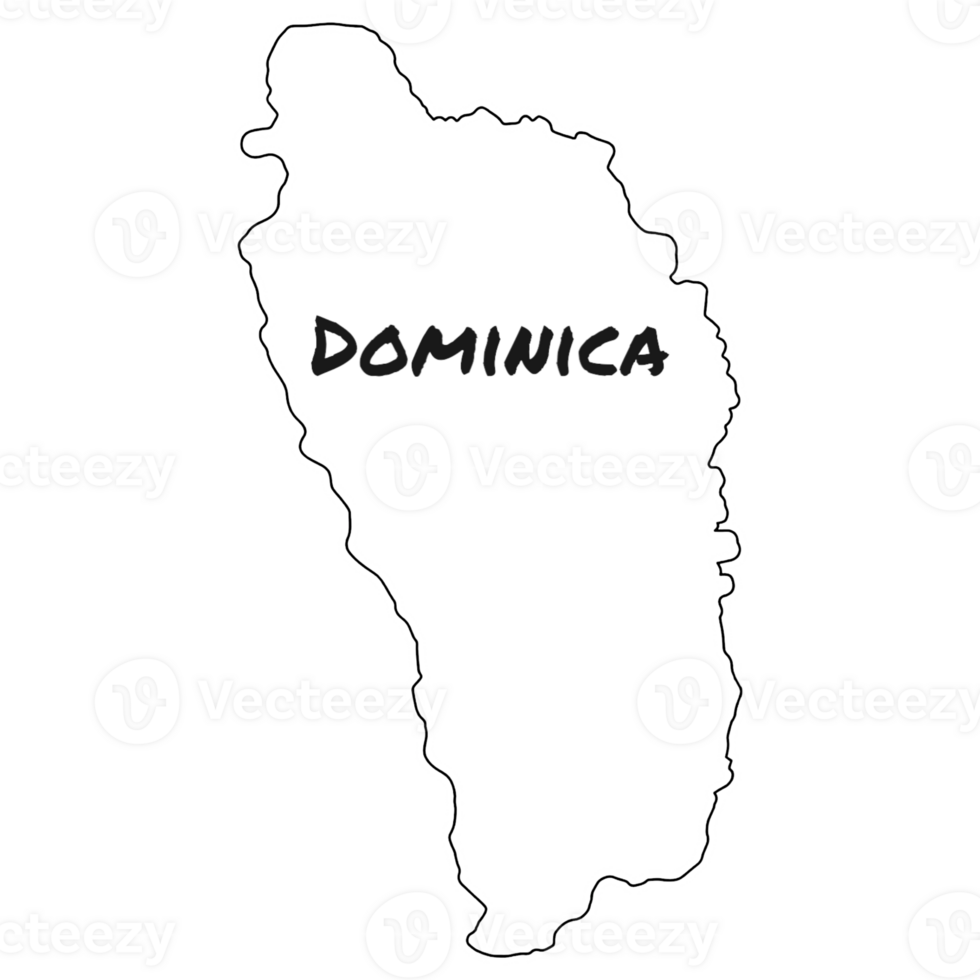 Dominica map with black and white outline png